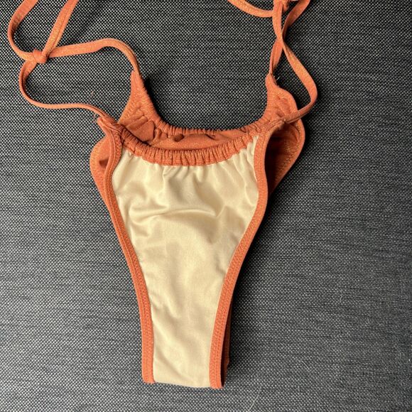 Victoria's Secret Swim Suit 2 Piece Skimpy String Bikini Small Pumpkin Metallic - Picture 10 of 10